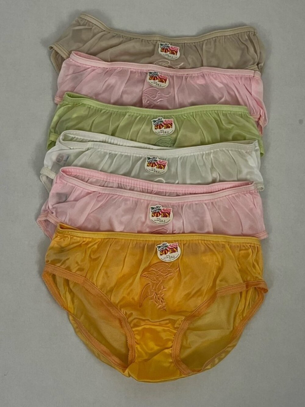 Vintage SO-EN Soen Panties Silky Nylon Double Layer Gusset Size L 37-39" 6pr NEW